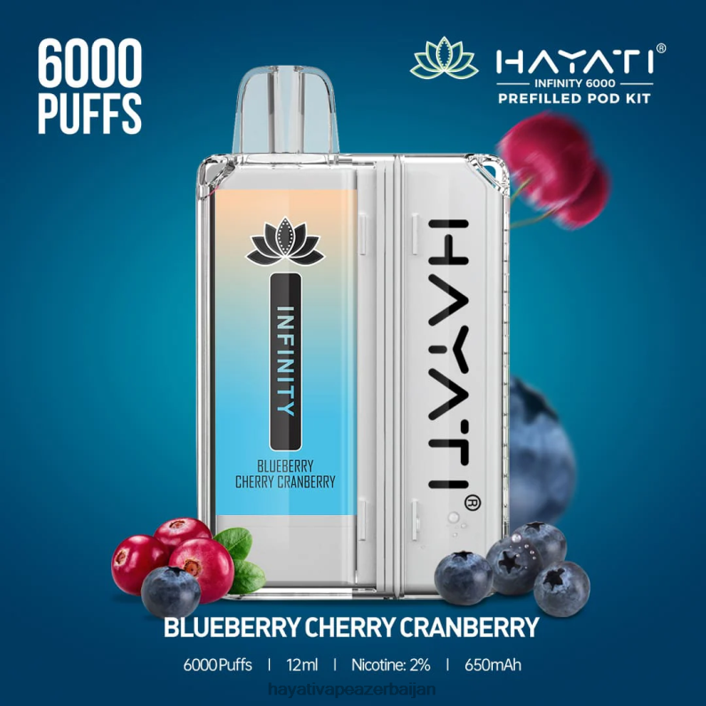 Hayati Infinity 6000 pod dəsti qaragilə albalı mərcanı 6TZ6F145 Hayati Vape Liquid