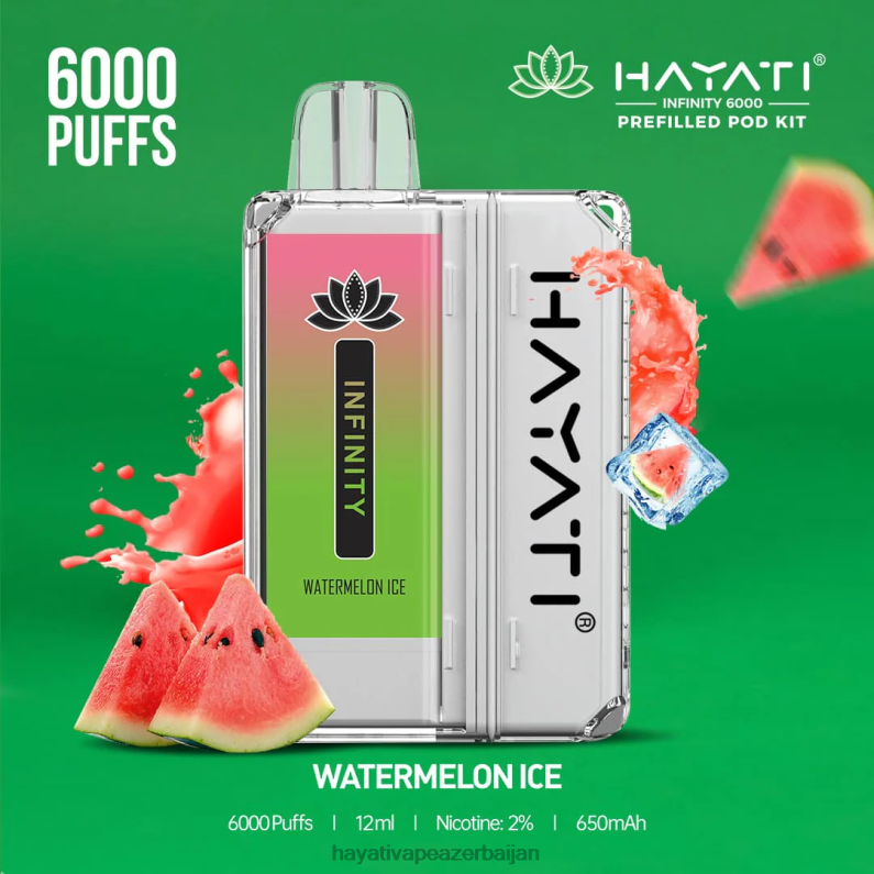 Hayati Infinity 6000 pod dəsti qarpız buz 6TZ6F164 Hayati Vape Flavours