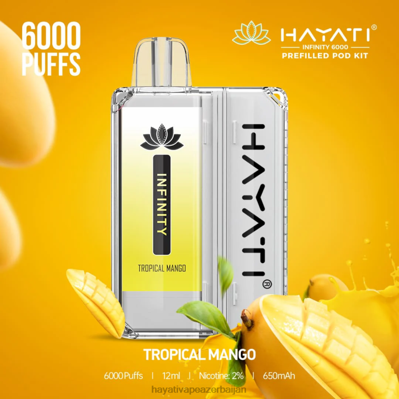 Hayati Infinity 6000 pod dəsti tropik manqo 6TZ6F163 Hayati Vape Azerbaijan