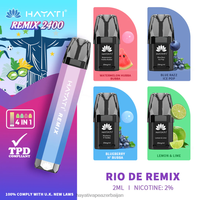Hayati Remix əvvəlcədən doldurulmuş pod sistemi 2400 puf rio de remix 6TZ6F57 Hayati Vape Review